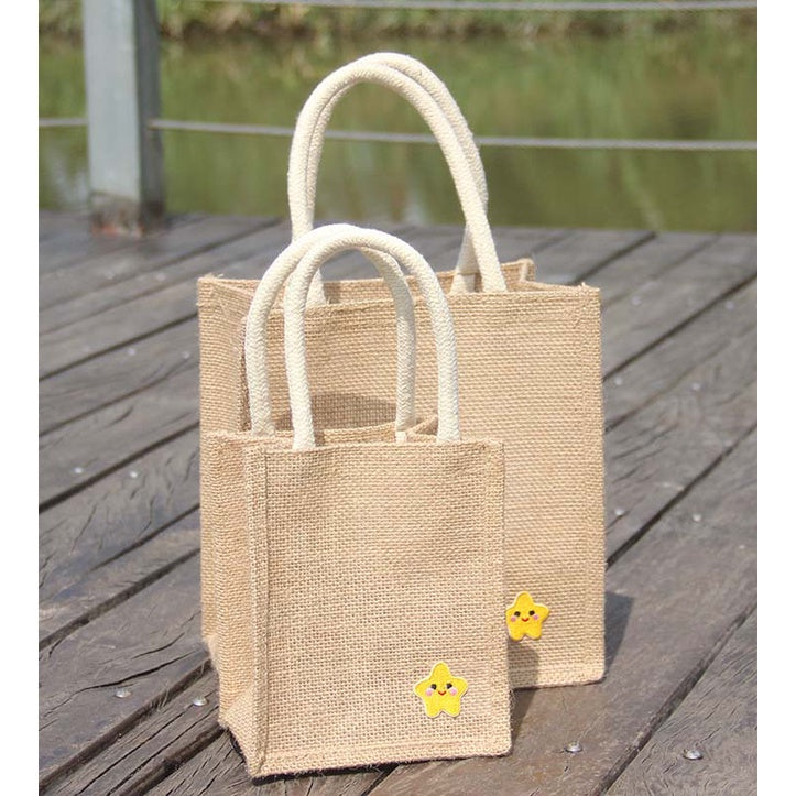 【Professional Customization】Jute Bag Gift Bag Handbag Simple Girl's Small Fresh Linen Rice Bag Fruit Shopping Bag Printable Logo Manufacturers Customized Various Sizes and Styles(minimum 50pcs)