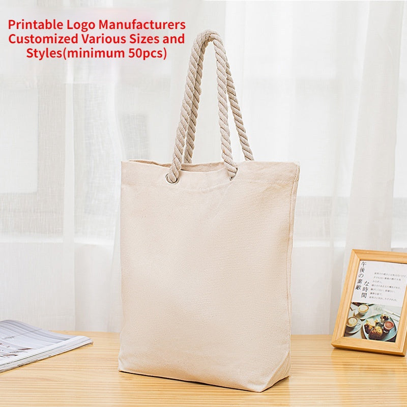 【Professional Customization】Cotton Rope Canvas Bag Made To Order Single Shoulder Cotton Handbag Made To Order Blank DIY Canvas Bag Made To OrderPrintable Logo Manufacturers Customized Various Sizes and Styles(minimum 50pcs)