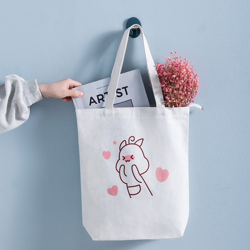 【Professional Customization】Canvas Bag Large Capacity Shoulder Bag Simple Creative Korean Portable Shopping Bag Printable Logo Manufacturers Customized Various Sizes and Styles(minimum 50pcs)