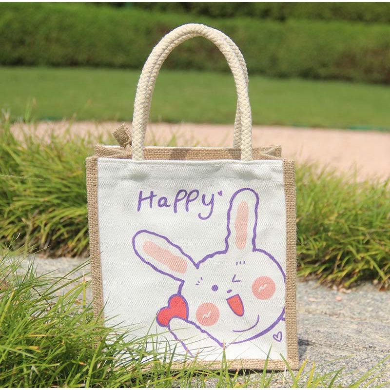 【Professional Customization】Jute Bag Linen Bag Hand-held Shopping Bag Art RETRO Canvas Student Lunch Box Bag Printable Logo Manufacturers Customized Various Sizes and Styles(minimum 50pcs)