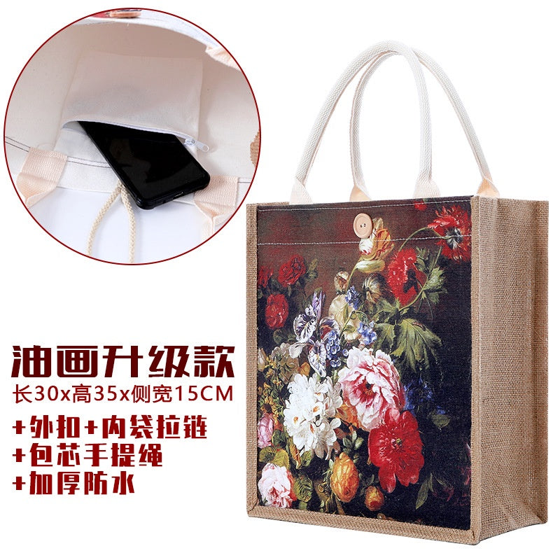 【Professional Customization】Canvas Bag Spot Printing Canvas Bag For Work Women's Hand Carry Shopping Sack National Tide HandbagPrintable Logo Manufacturers Customized Various Sizes and Styles(minimum 50pcs)