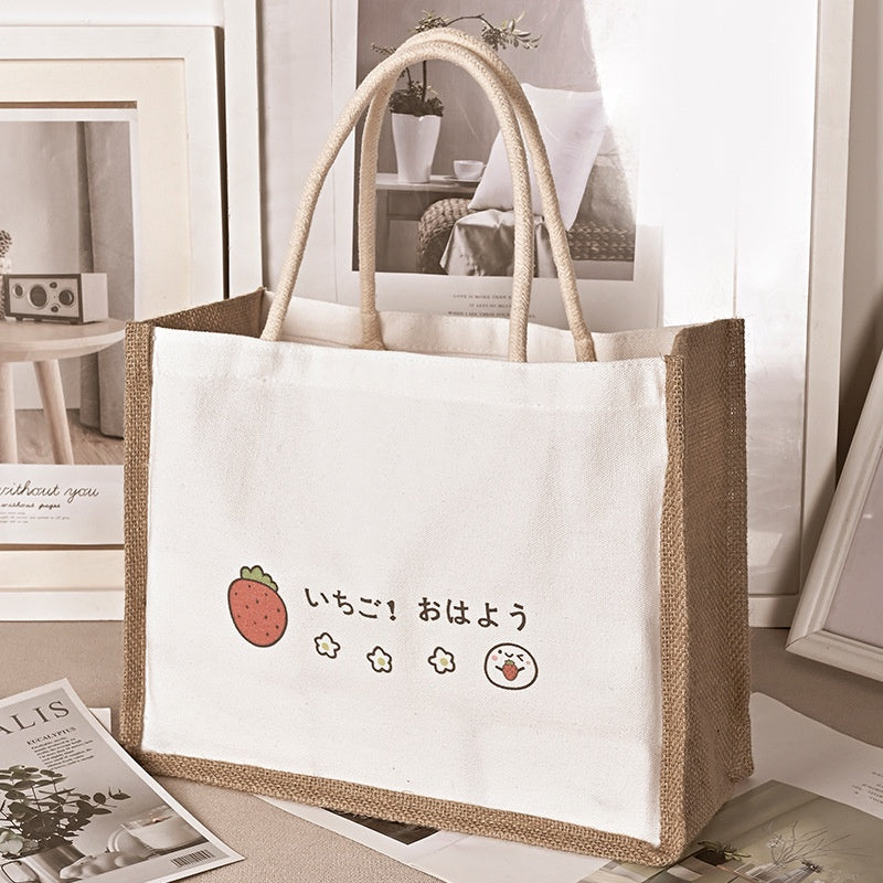 【Professional Customization】Canvas Bag Spot Cotton Tote Bag Japanese Shopping Bag Linen Bag Gift Cartoon Logo Custom Canvas BagPrintable Logo Manufacturers Customized Various Sizes and Styles(minimum 50pcs)