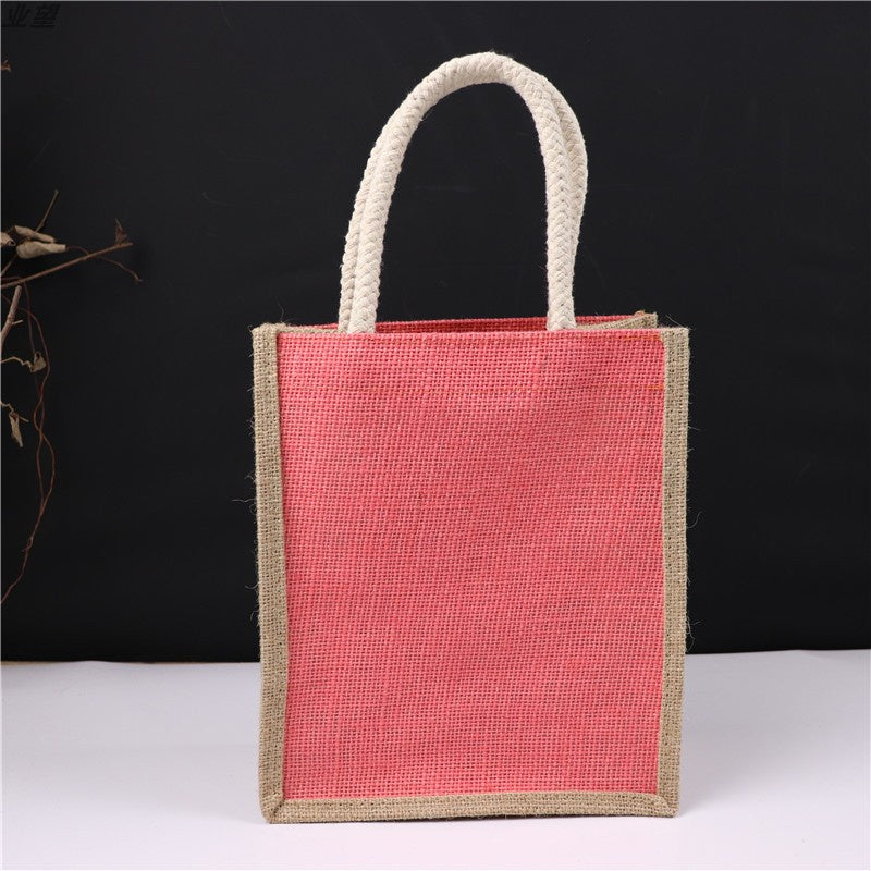 【Professional Customization】Jute Bag Gift Bag Handbag Simple Girl's Small Fresh Linen Rice Bag Fruit Shopping Bag Printable Logo Manufacturers Customized Various Sizes and Styles(minimum 50pcs)