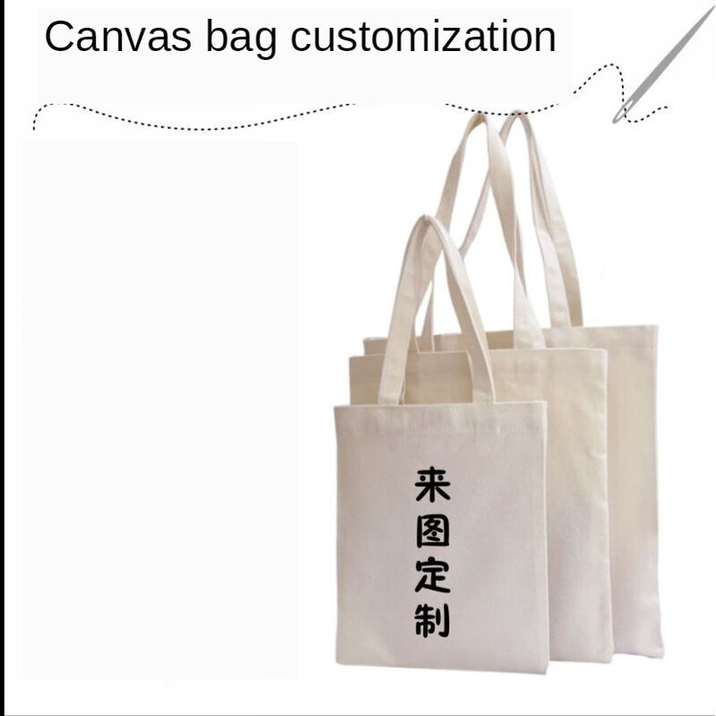 【Professional Customization】Canvas Bag Handbag Customized DIY Environmental Protection Bag Customized Shopping Bag Publicity Customized Shoulder Bag Printable Logo Manufacturers Customized Various Sizes and Styles(minimum 50pcs)