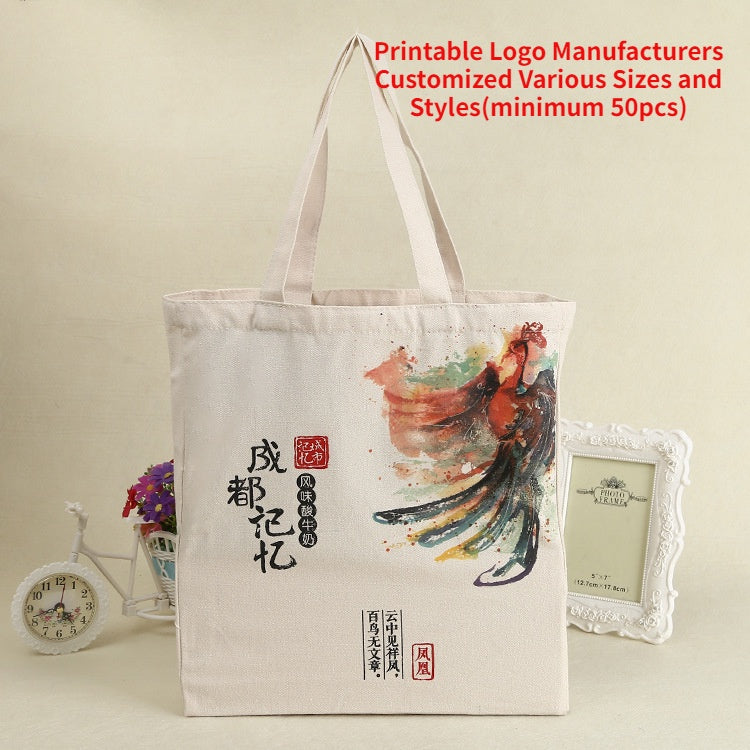 【Professional Customization】Custom-made Can Be Printed LOGO Cotton Bags Custom One-shoulder Back HandbagPrintable Logo Manufacturers Customized Various Sizes and Styles(minimum 50pcs)