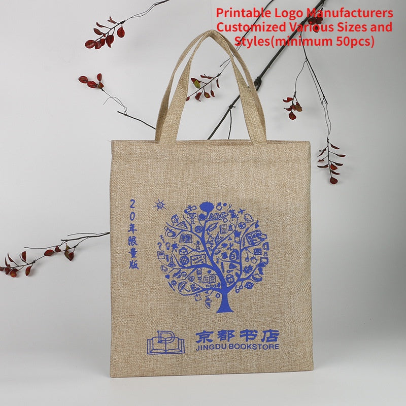 【Professional Customization】Linen Bags Customized Yellow Linen Storage Bags Linen Shopping Bags Cotton Linen BagPrintable Logo Manufacturers Customized Various Sizes and Styles(minimum 50pcs)