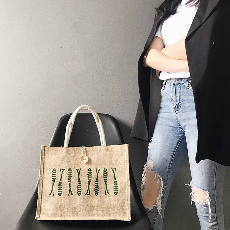 【Professional Customization】Women's Linen Bag Handbag Explosion Canvas Bag Small Fresh Literary Bag Female Printable Logo Manufacturers Customized Various Sizes and Styles(minimum 50pcs)