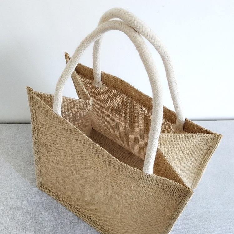 【Professional Customization】Jute Bag Linen Gift Bag Handbag Making Korean Version Of Simple Rice Bag Handbag Girl's Small Fresh Linen Bag Printable Logo Manufacturers Customized Various Sizes and Styles(minimum 50pcs)