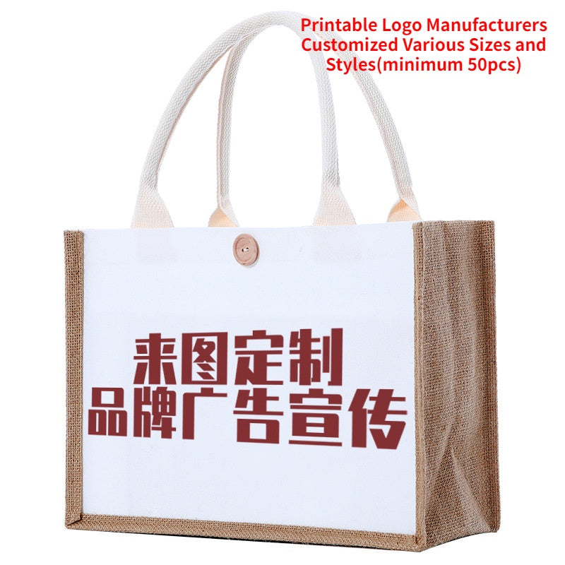 【Professional Customization】Custom Logo Canvas Bag Printing Shopping Work Canvas Bag Women's One Shoulder Hand Carry Linen Bag Hand Bag In StockPrintable Logo Manufacturers Customized Various Sizes and Styles(minimum 50pcs)