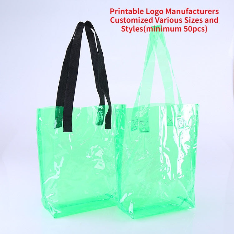 【Professional Customization】Transparent Hand-held Pvc Bag One-shoulder PVC Shopping Bag Japanese Beauty Bag Free DesignPrintable Logo Manufacturers Customized Various Sizes and Styles(minimum 50pcs)