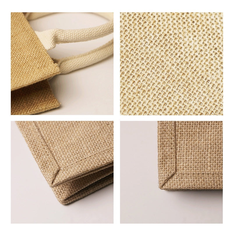 【Professional Customization】Jute Folding Shopping Bag A4 The Same Mujidiy Environmental Protection Linen Bag Ins Custom Logo Linen BagPrintable Logo Manufacturers Customized Various Sizes and Styles(minimum 50pcs)