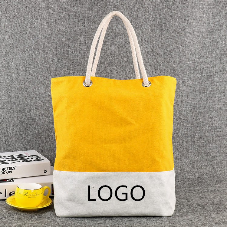 【Professional Customization】Canvas Cotton Bag Fashion Classic Popular Activities Commodity Advertising Shopping Splicing Bag Printable Logo Manufacturers Customized Various Sizes and Styles(minimum 50pcs)