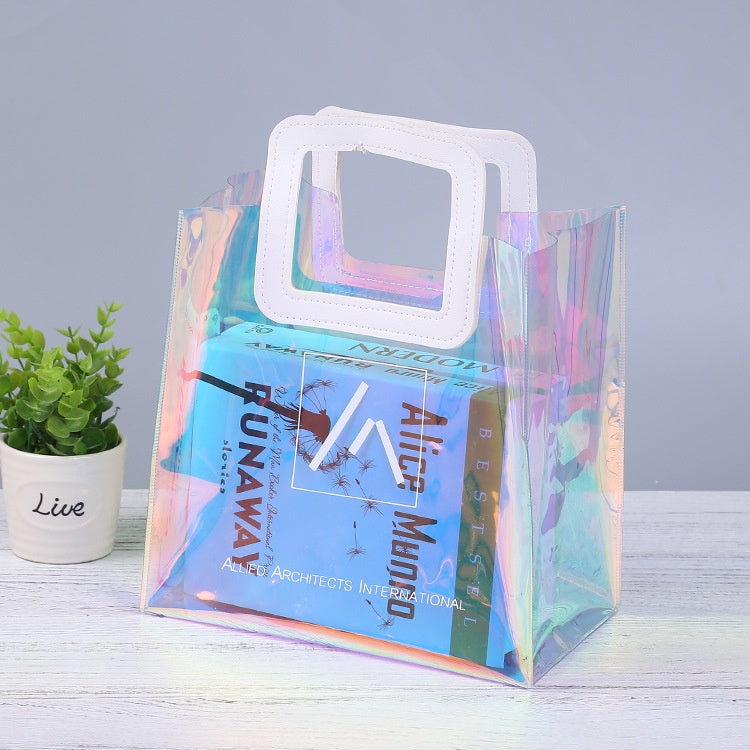 【Professional Customization】PVC Laser Shopping Bags Transparent Gifts Advertising Bags Portable Clothing Bags Printable Logo Manufacturers Customized Various Sizes and Styles(minimum 50pcs)