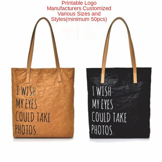 【Professional Customization】Custom Tear-proof Washed DuPont Paper Bags Pattern Kraft Paper Bags Custom Handbags DuPont Printable Logo Manufacturers Customized Various Sizes and Styles(minimum 50pcs)