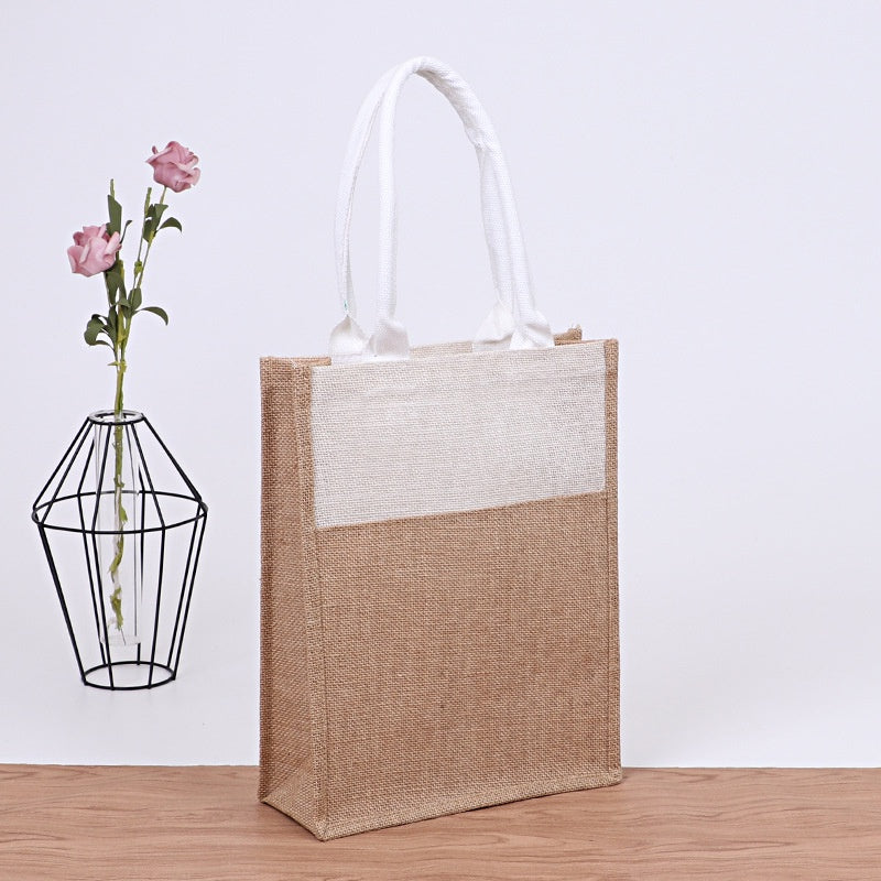 【Professional Customization】Tote Linen Bag Universal Linen Tote Bag Jute Cotton Shopping Bag Gift Bag Printable Logo Manufacturers Customized Various Sizes and Styles(minimum 50pcs)