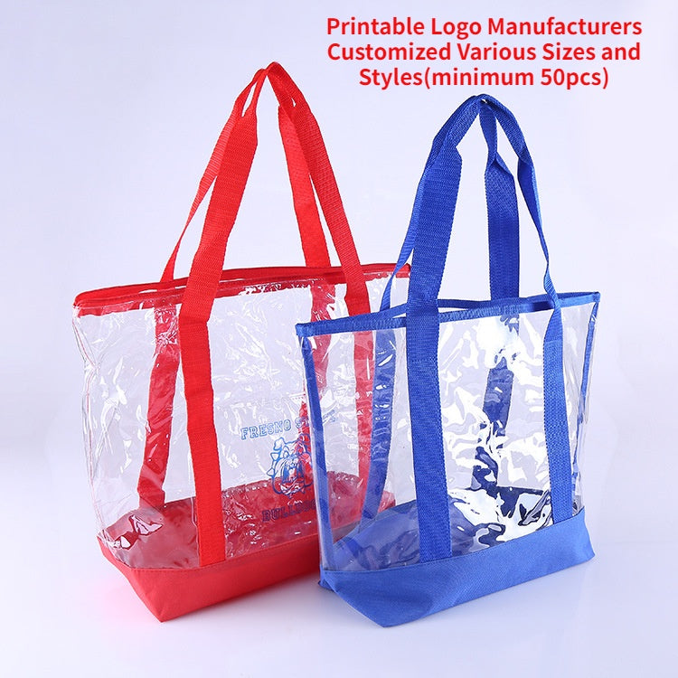 【Professional Customization】Manufacturer Customized Transparent PVC Handbag Single Shoulder Portable Shopping Bag Free Design of Gift Packaging BagPrintable Logo Manufacturers Customized Various Sizes and Styles(minimum 50pcs)