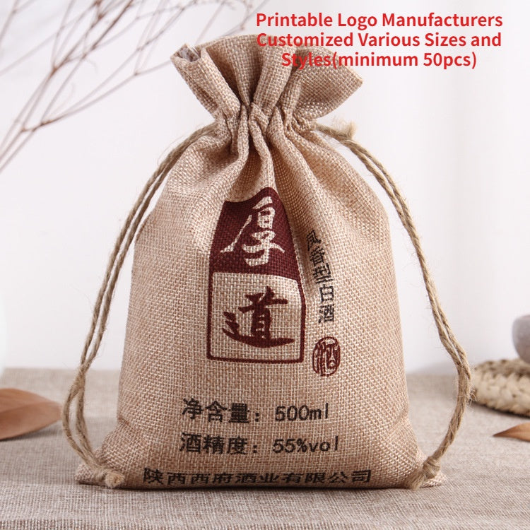 【Professional Customization】Custom Linen Rope Bundle Pockets Featuring Environmentally Friendly High-grade Liquor Red Wine Packaging BagsPrintable Logo Manufacturers Customized Various Sizes and Styles(minimum 50pcs)