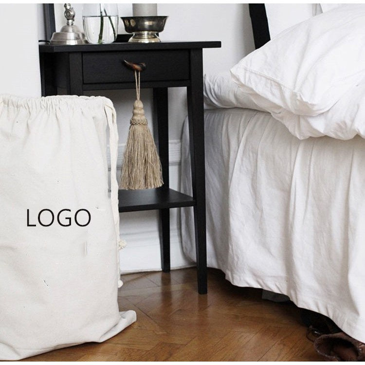 【Professional Customization】Cotton Bag Rope Bag Plus Large Cotton Linen Storage Bag Canvas Travel Clothes Shoes Finishing Bag Bundle Pocket Printable Logo Manufacturers Customized Various Sizes and Styles(minimum 50pcs)