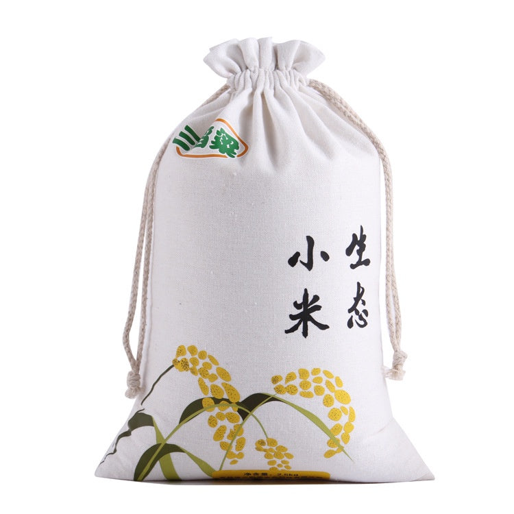 【Professional Customization】Environmental Protection Cotton Bag Rope Bundle Pocket 5 Catties 10 Catty Rice Bag Custom Grain Tea Packaging BagPrintable Logo Manufacturers Customized Various Sizes and Styles(minimum 50pcs)