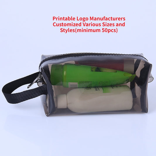 【Professional Customization】Custom Transparent Portable Pvc Bag Portable Plastic Toiletries Zipper Bag Transparent PVC Cosmetics BagPrintable Logo Manufacturers Customized Various Sizes and Styles(minimum 50pcs)