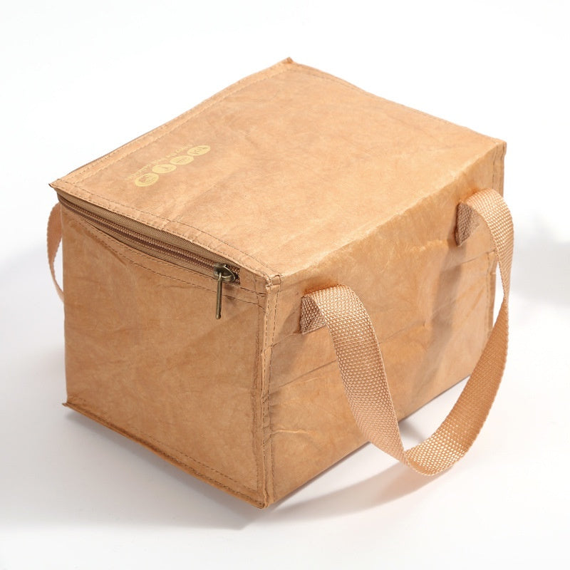 【Professional Customization】Dupont Paper Lunch Environmental Friendly Degradable Kraft Paper Aluminum Film Outdoor Picnic Insulated Lunch Box BagPrintable Logo Manufacturers Customized Various Sizes and Styles(minimum 50pcs)