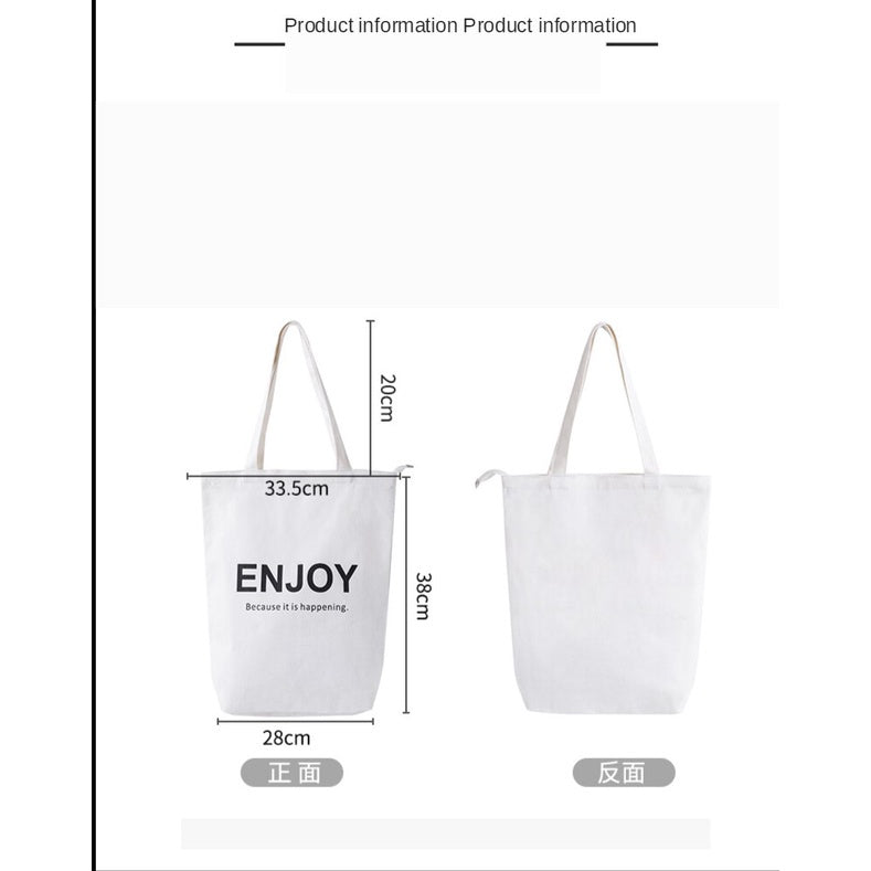 【Professional Customization】Canvas Bag Large Capacity Shoulder Bag Simple Creative Korean Portable Shopping Bag Printable Logo Manufacturers Customized Various Sizes and Styles(minimum 50pcs)