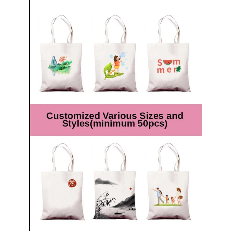 【Professional Customization】Canvas Bag Environmental Protection Portable Cotton Bag Non Woven Bag Printing Pattern Single Shoulder Canvas Printable Logo Manufacturers Customized Various Sizes and Styles(minimum 50pcs)