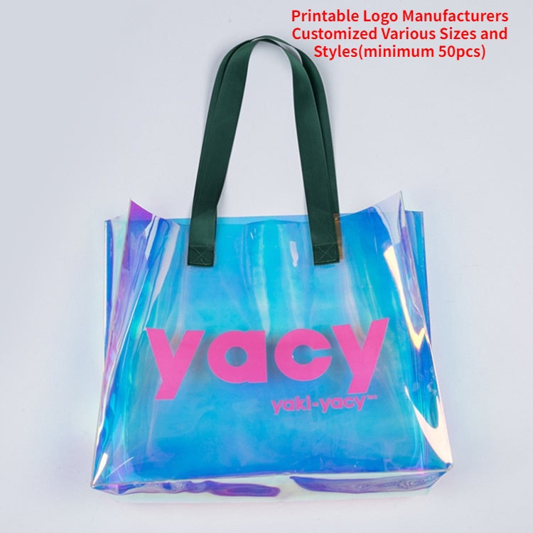 【Professional Customization】Pvc Laser Color Bags Pvc Colorful Bags Waterproof Makeup Laser Handbags Printable Logo Manufacturers Customized Various Sizes and Styles(minimum 50pcs)