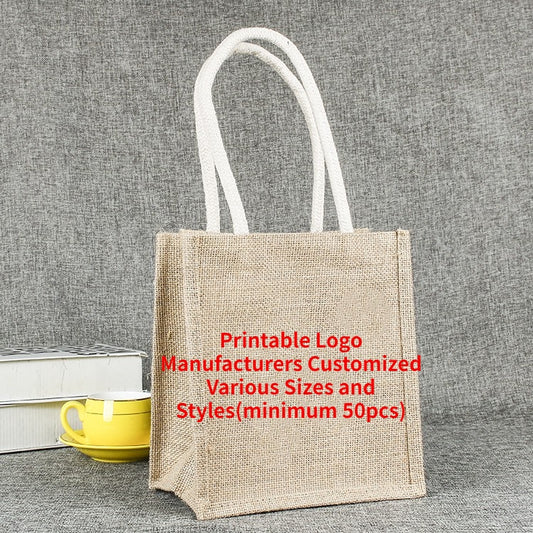 【Professional Customization】Jute Sack Company Enterprise Activity Commodity Promotion Advertisement Clothing Shopping Bag Printable Logo Manufacturers Customized Various Sizes and Styles(minimum 50pcs)