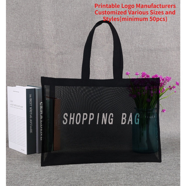 【Professional Customization】Custom-made Casual Beach Bag Mesh One-shoulder Shopping Bag Bath Bag Fashion Mesh One-shoulder BagPrintable Logo Manufacturers Customized Various Sizes and Styles(minimum 50pcs)