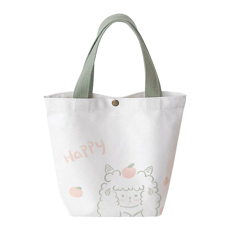 【Professional Customization】Cute Cartoon Printed Canvas Bag Ins Girl Student Joker Protection Hand Carrying Shopping Bag Large Hand-held Cotton Bag Printable Logo Manufacturers Customized Various Sizes and Styles(minimum 50pcs)