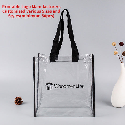 【Professional Customization】Hand-held Clothing Shopping Bag Custom Colorful PVC Gift Bag Transparent Laser Shoulder Handbag Spot Wholesale Printable Logo Manufacturers Customized Various Sizes and Styles(minimum 50pcs)