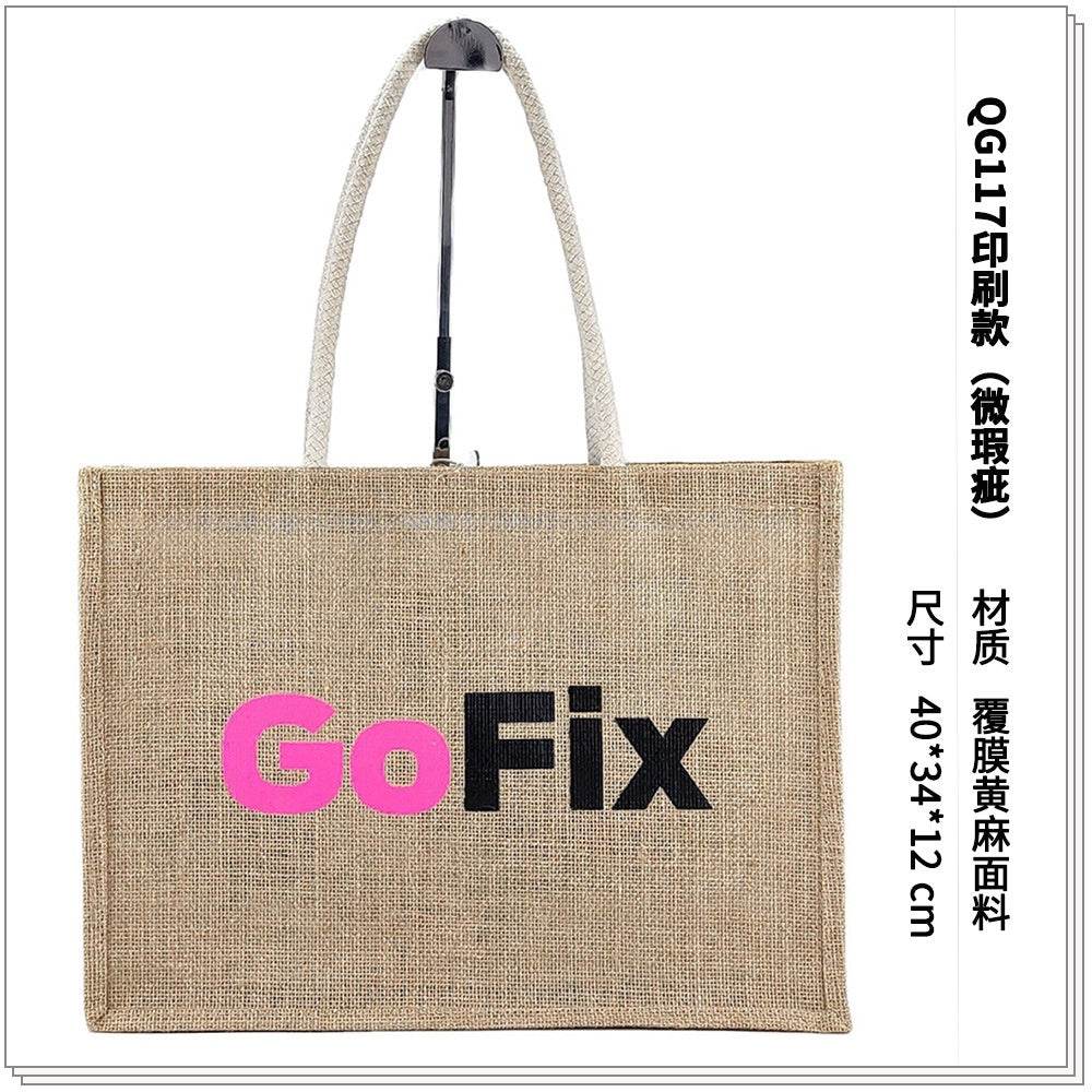 【Professional Customization】Spot Linen Handbag Students Creative Graffiti Hand-painted Cotton and Linen Cloth Bag Covered Jute  with Hand Gift BagPrintable Logo Manufacturers Customized Various Sizes and Styles(minimum 50pcs)