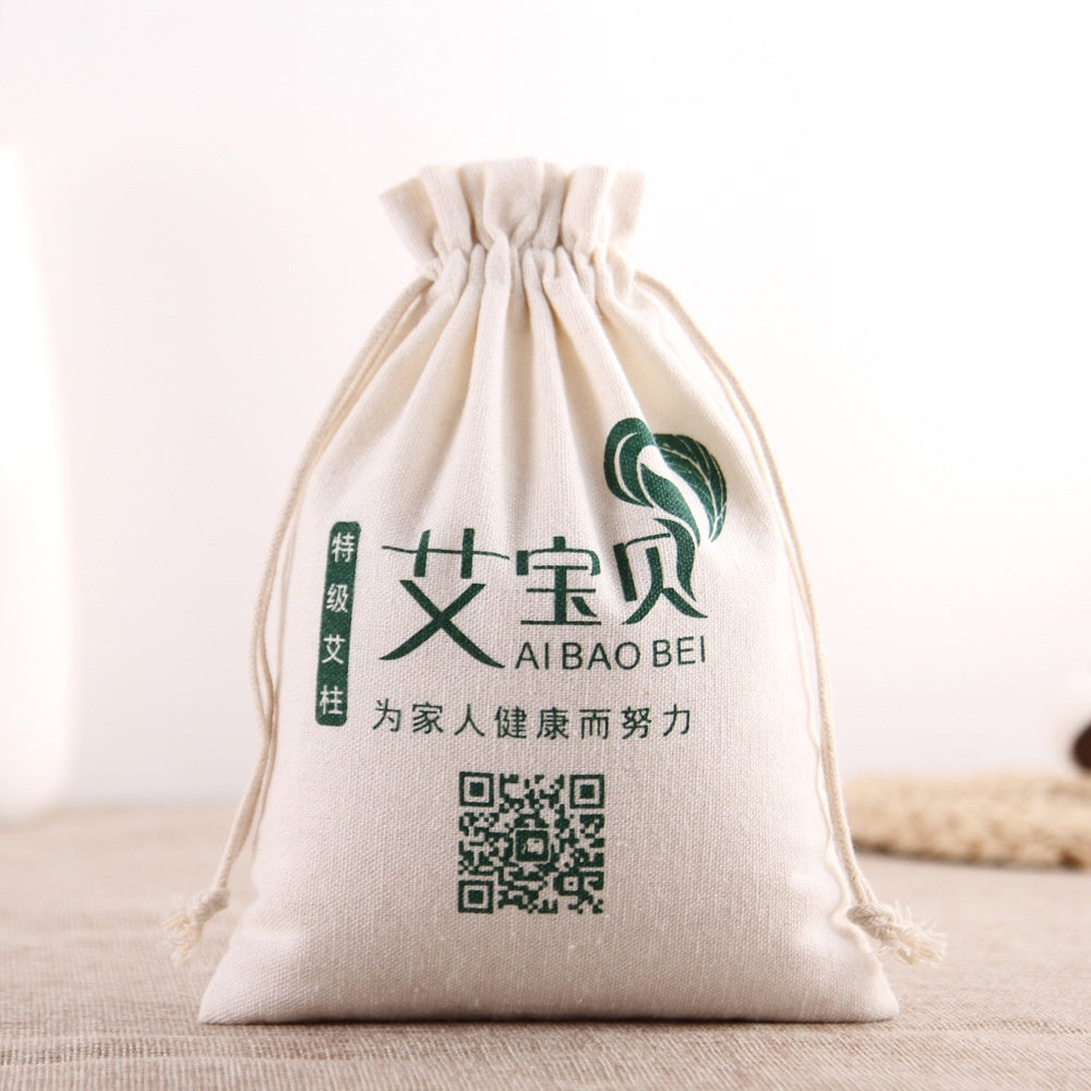 【Professional Customization】Factory Direct Cotton Drawstring Bag Cotton Packing Bag Aizhu Wormwood Old Salt Packing BagPrintable Logo Manufacturers Customized Various Sizes and Styles(minimum 50pcs)