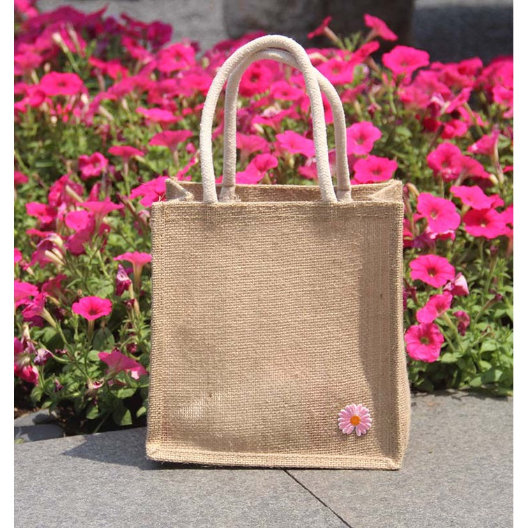 【Professional Customization】Jute Bag Gift Bag Handbag Simple Girl's Small Fresh Linen Rice Bag Fruit Shopping Bag Printable Logo Manufacturers Customized Various Sizes and Styles(minimum 50pcs)