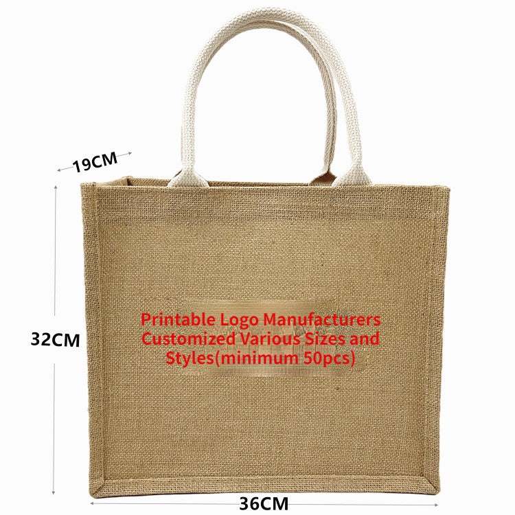 【Professional Customization】Bags Vintage Sacks Good Hand-painted Literary Logo Custom-made Non-printed Jute Sacks DiyPrintable Logo Manufacturers Customized Various Sizes and Styles(minimum 50pcs)