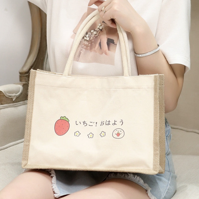 【Professional Customization】Spot Handbags Printed Shopping Bags Food Canvas Bags Sacks Small Fresh Leaves CreativePrintable Logo Manufacturers Customized Various Sizes and Styles(minimum 50pcs)