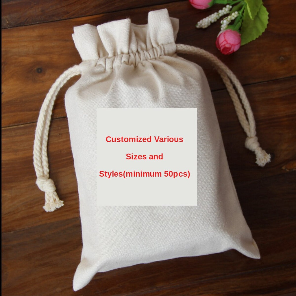 【Professional Customization】Cotton Canvas Bag Cotton Bag Bundle Pocket Drawstring Bag Cotton Sack Tea Bag Small Bag Printable Logo Manufacturers Customized Various Sizes and Styles(minimum 50pcs)