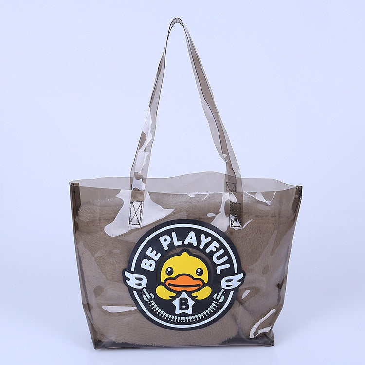 【Professional Customization】Cross-border Custom Color Transparent PVC Tote Bag, Lightweight Fashion Transparent Handbag Jelly BagPrintable Logo Manufacturers Customized Various Sizes and Styles(minimum 50pcs)