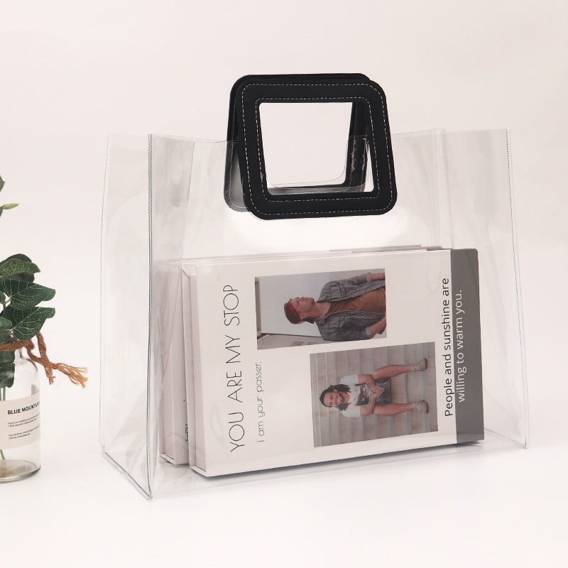 【Professional Customization】Laser Bag Transparent Handbag PVC Jelly Bag Net Red Bag Cosmetic Gift Bag Activity Bag Lunch Bag Printable Logo Manufacturers Customized Various Sizes and Styles(minimum 50pcs)