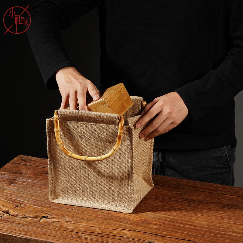 【Professional Customization】Retro Art Cotton And Linen Tote Bag Woven Small Cloth Bag Shopping Eco-friendly Bag Carrying Book Bag Storage Small Printable Logo Manufacturers Customized Various Sizes and Styles(minimum 50pcs)