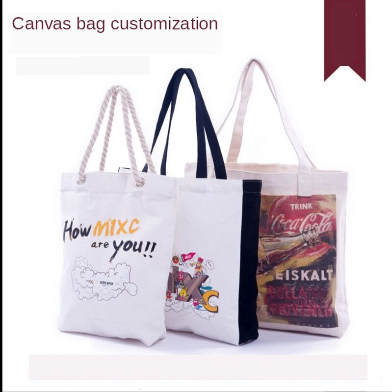 【Professional Customization】Canvas Bag Cotton Bag Hand Bag Environmental Protection Bag Bundle Mouth Backpack Bag Customized Canvas Bag Printable Logo Manufacturers Customized Various Sizes and Styles(minimum 50pcs)