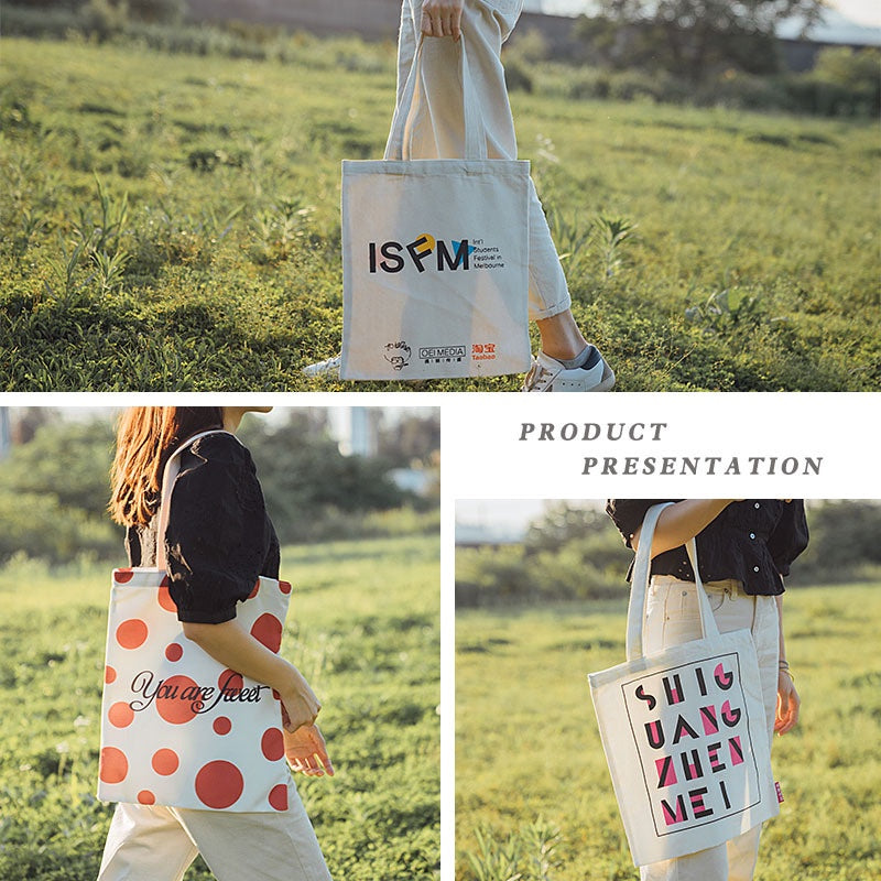 【Professional Customization】Canvas Bag Custom Canvas Bag Custom Pattern Diy Cloth Bag Female Portable Cotton Shopping Bag Green Bag Printable Logo Manufacturers Customized Various Sizes and Styles(minimum 50pcs)