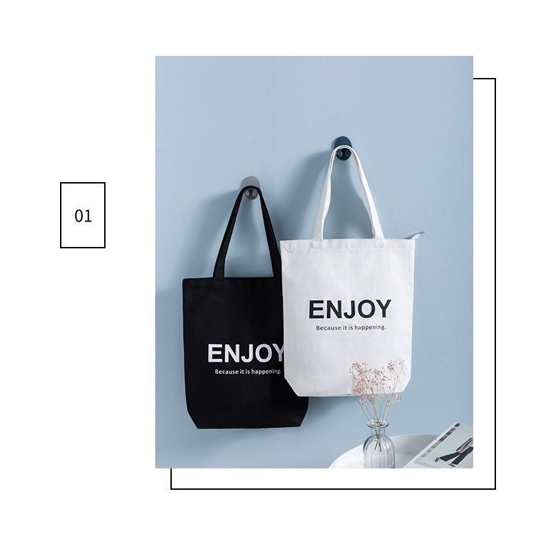 【Professional Customization】Portable Canvas Bag Cloth Bag Ins Portable Folding Grocery Shopping Bag Simple Super Large Capacity Shopping Bag Printable Logo Manufacturers Customized Various Sizes and Styles(minimum 50pcs)