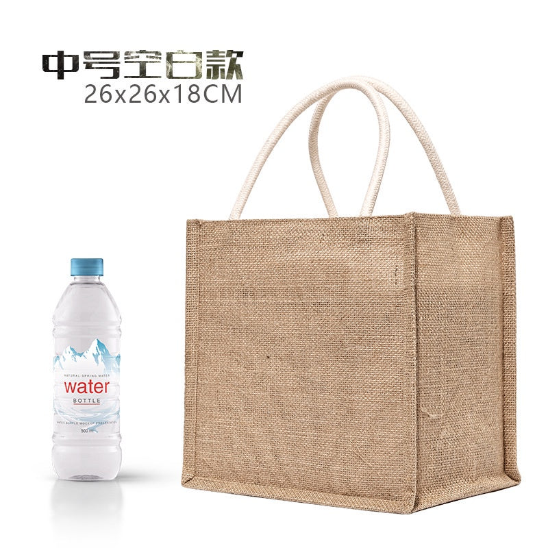 【Professional Customization】Spot Muji with Linen Bag Literary Good Product Jute Hand-held Shopping Bag Custom Cross-border Foreign TradePrintable Logo Manufacturers Customized Various Sizes and Styles(minimum 50pcs)