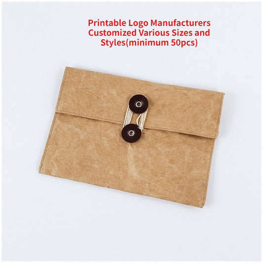 【Professional Customization】Washed Kraft Paper A4 File Bag Korean Press Button File Set Felt File Bag Creative Data Bag Official Document Set TidePrintable Logo Manufacturers Customized Various Sizes and Styles(minimum 50pcs)