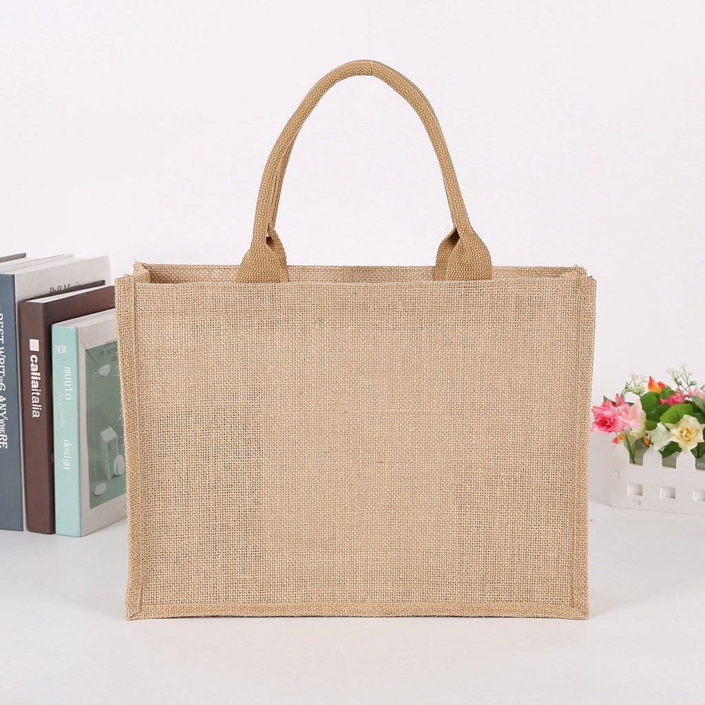 【Professional Customization】Yellow Linen Handbag Imitation Linen Bag High-density Coated Fabric Core Hand-held Printable Logo Manufacturers Customized Various Sizes and Styles(minimum 50pcs)