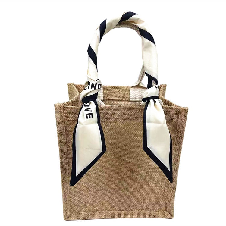 【Professional Customization】Unprinted Good Linen Bag Spot Linen Bag Custom Retro Jute Tote Bag MUJI Burn HairPrintable Logo Manufacturers Customized Various Sizes and Styles(minimum 50pcs)