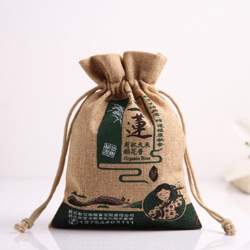 【Professional Customization】Factory Direct Sale Linen Drawstring Bag 5 Jin 10 Jin Rice Coarse Cereals Bag Creative Environmental Protection PackingPrintable Logo Manufacturers Customized Various Sizes and Styles(minimum 50pcs)