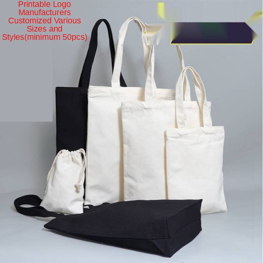 【Professional Customization】Canvas Bag Blank Bag Black Hand-held Cotton Bag Green Shopping Bag Promotional Bag Printable Logo Manufacturers Customized Various Sizes and Styles(minimum 50pcs)